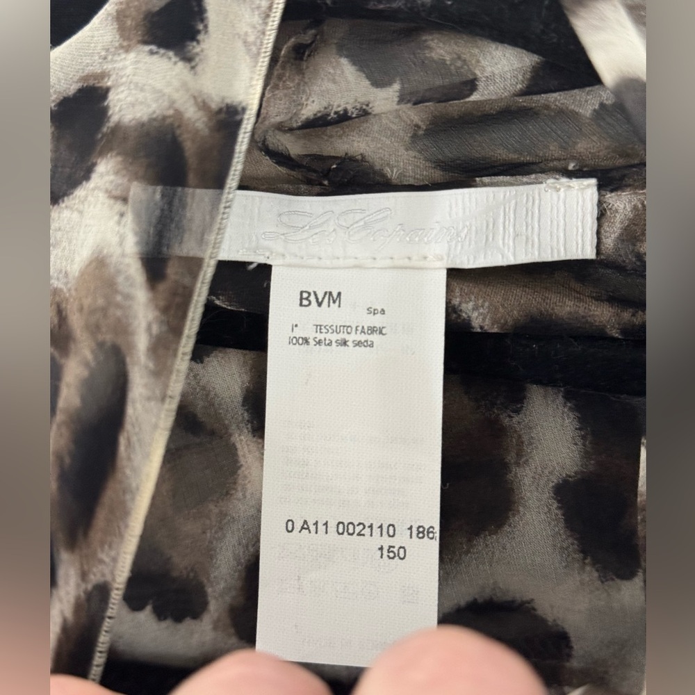 LES COPAINS Silk Cheetah Animal Print Button Down Blouse Size M - Picture 3 of 5